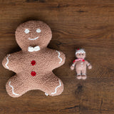 Christmas Gingerbread Pillow Decor, Plush Gingerbread Man Pillow for Christmas Newborn Photography props, Newborn Gingerbread Man Photo Prop