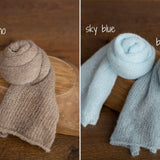 Soft mohair newborn wrap and bonnet – cozy and stretchy photo set