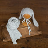 Angora Wool Knitted Baby Rabbit Hat with Long Ears – Newborn Bunny Photography Prop