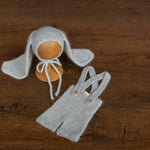 Angora Wool Knitted Baby Rabbit Hat with Long Ears – Newborn Bunny Photography Prop