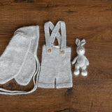 Angora Wool Knitted Baby Rabbit Hat with Long Ears – Newborn Bunny Photography Prop