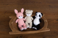 Newborn Knitted Animal Photography Toys, Newborn Knit Bunny Toy, Baby Bear Toy, Newborn Photography Prop, Knit Newborn Teddy Bear Panda Toy