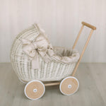 Wicker Doll Stroller for Newborn Photography Prop, Birthday Gift for Kids for Nursery Decor or Baby Shower Decor, Baby Buggy for Toy Storage
