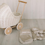 Wicker Doll Stroller for Newborn Photography Prop, Birthday Gift for Kids for Nursery Decor or Baby Shower Decor, Baby Buggy for Toy Storage