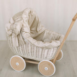 Wicker Doll Stroller for Newborn Photography Prop, Birthday Gift for Kids for Nursery Decor or Baby Shower Decor, Baby Buggy for Toy Storage