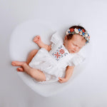 Newborn Ukrainian Vyshyvanka Dress, Newborn Linen Romper, Baby Embroidered Boho Romper, Newborn Coming Home outfit, Linen Baptism Romper