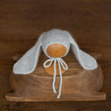 Angora Wool Knitted Baby Rabbit Hat with Long Ears – Newborn Bunny Photography Prop