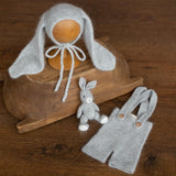 Angora Wool Knitted Baby Rabbit Hat with Long Ears – Newborn Bunny Photography Prop