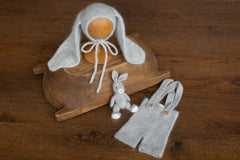 Angora Wool Knitted Baby Rabbit Hat with Long Ears – Newborn Bunny Photography Prop