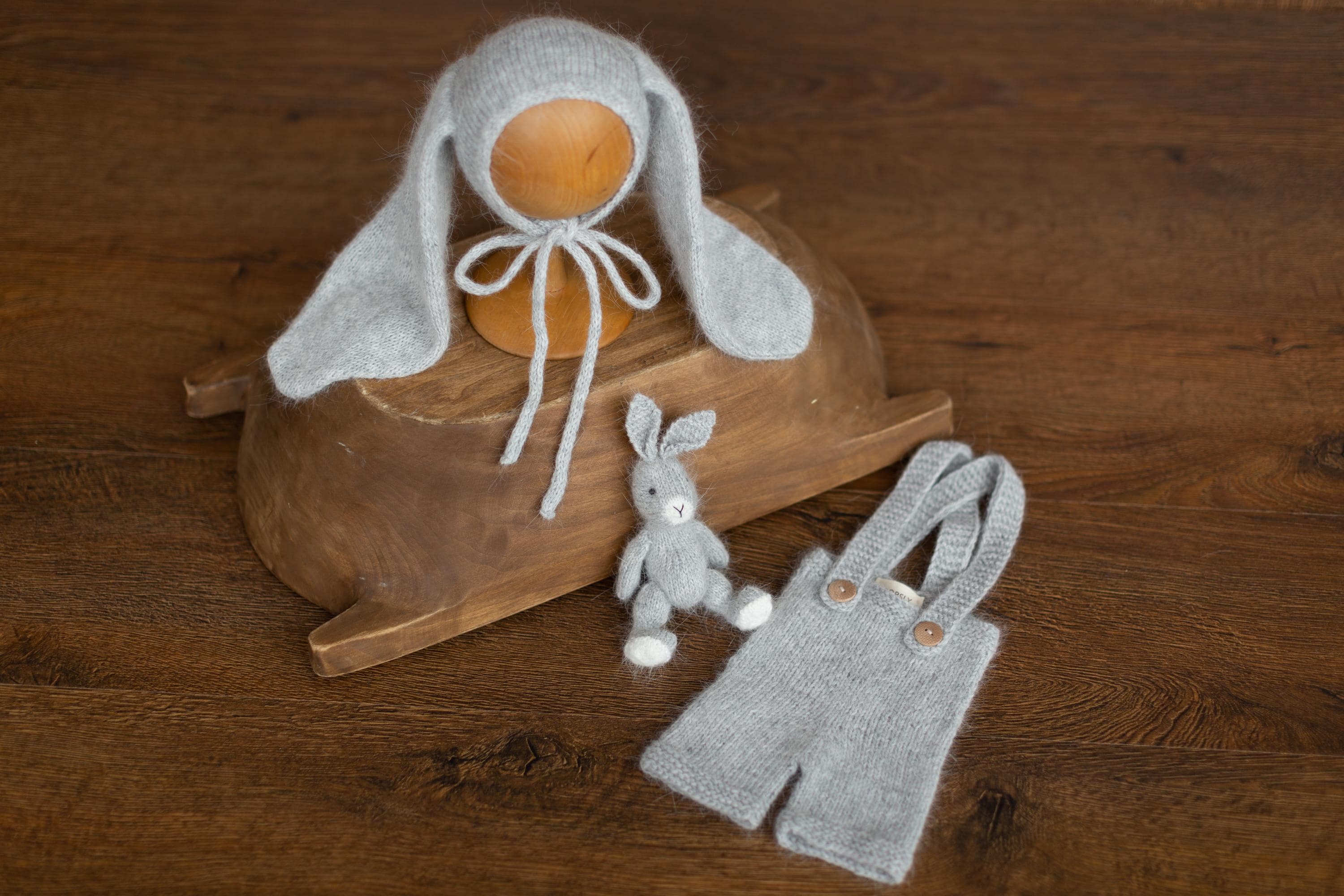 Angora Wool Knitted Baby Rabbit Hat with Long Ears – Newborn Bunny Photography Prop
