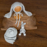 Angora Wool Knitted Baby Rabbit Hat with Long Ears – Newborn Bunny Photography Prop