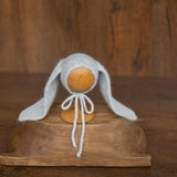 Angora Wool Knitted Baby Rabbit Hat with Long Ears – Newborn Bunny Photography Prop