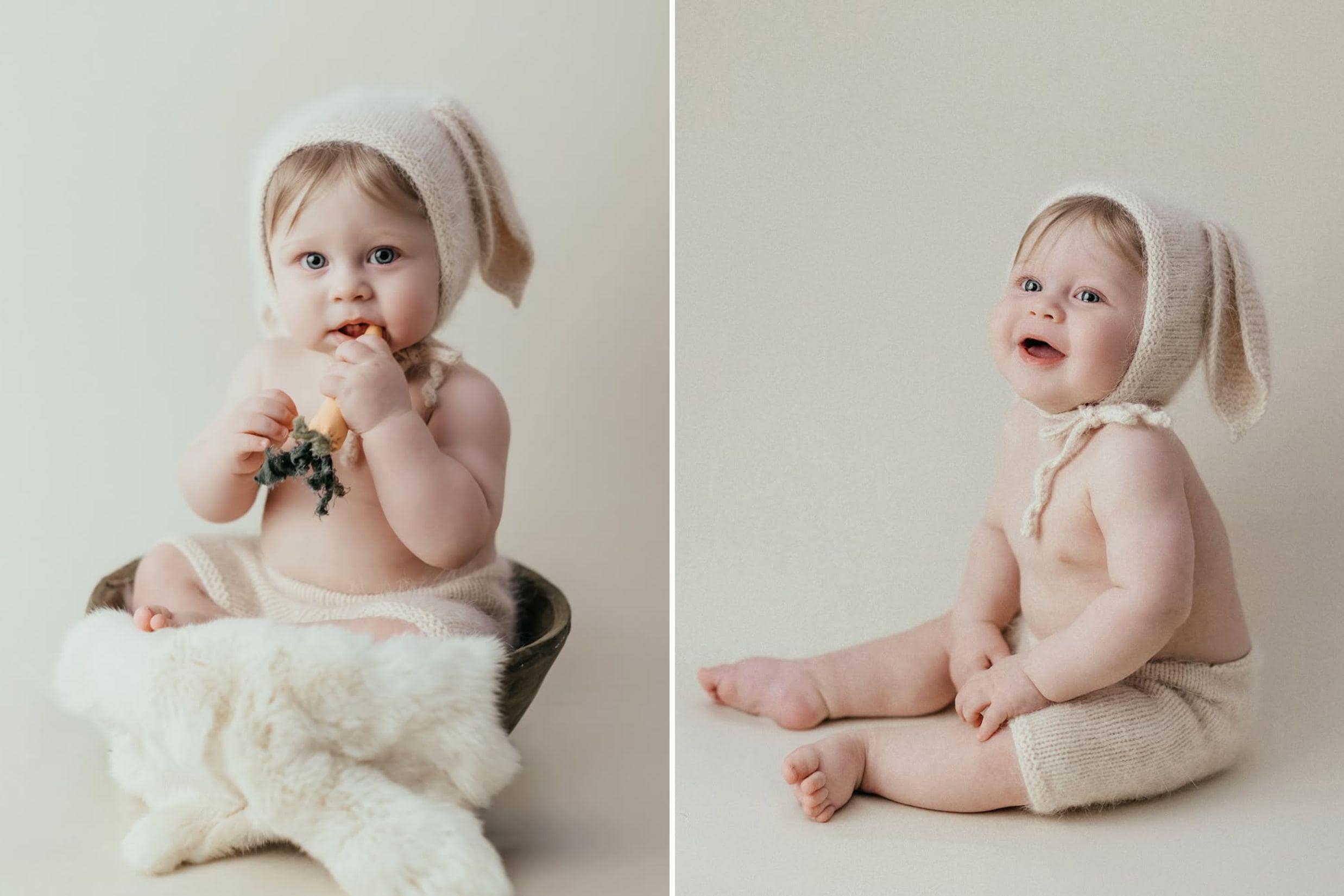 Angora Wool Knitted Baby Rabbit Hat – Newborn Bunny Outfit Prop