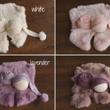 Newborn Knitted Wrap and Sleep Hat Set, Newborn Knit Sleep Hat with Pom Pom, Newborn Photography props, Newborn Wool Outfit, Newborn Fur Rug