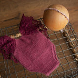 Newborn Knitted Romper for Girl with Headband, Newborn Photography Props, Newborn Knitted Outfit Girl, Newborn Girl Coming Home Outfit