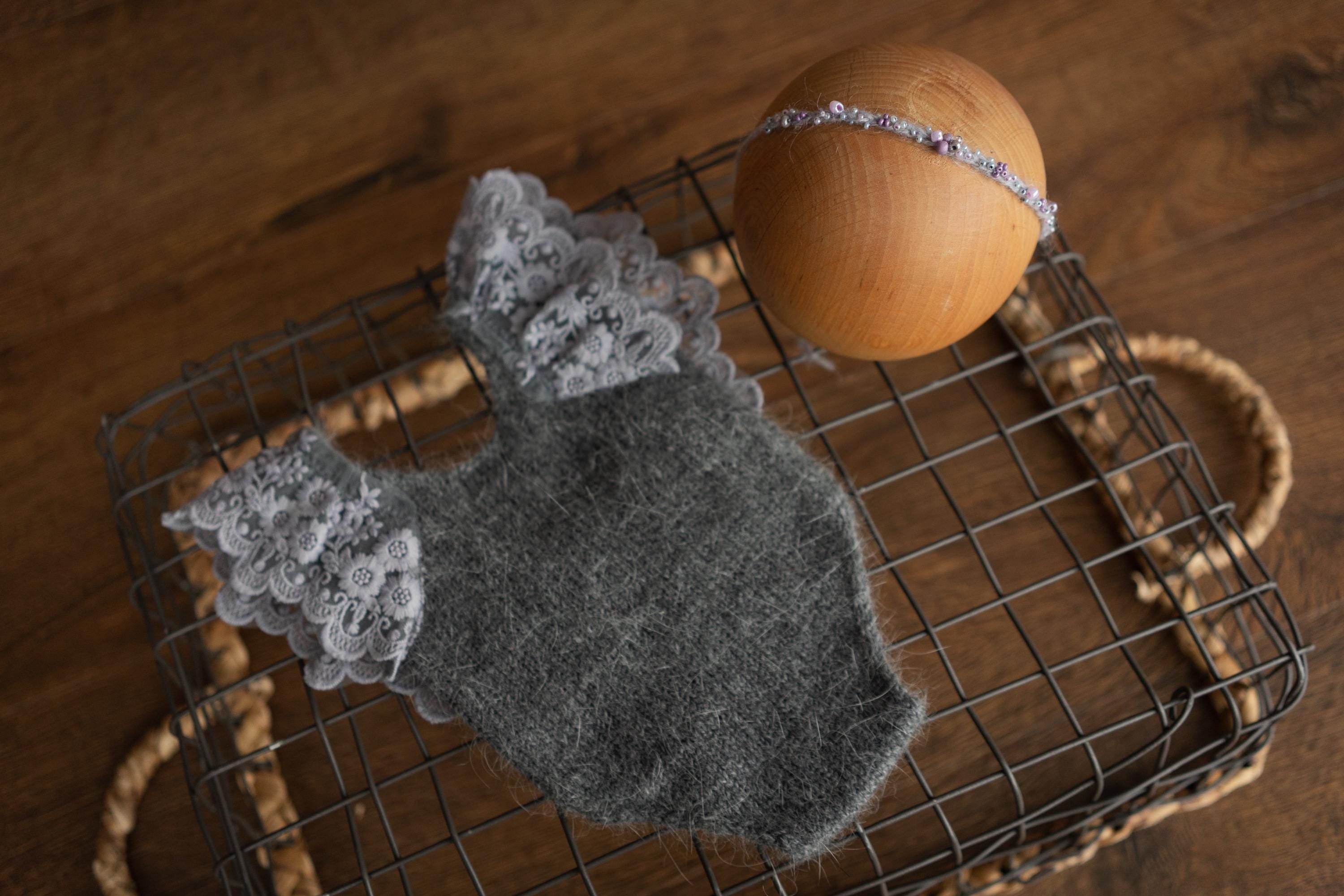 Newborn Knitted Romper for Girl with Headband, Newborn Photography Props, Newborn Knitted Outfit Girl, Newborn Girl Coming Home Outfit