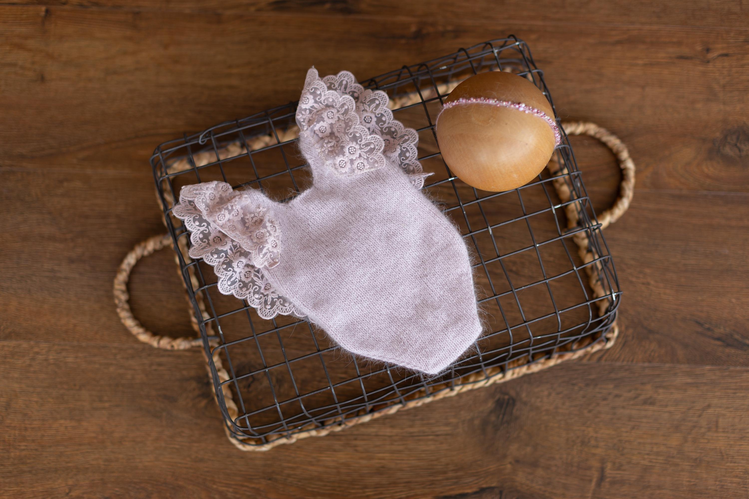 Newborn Knitted Romper for Girl with Headband, Newborn Photography Props, Newborn Knitted Outfit Girl, Newborn Girl Coming Home Outfit