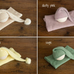 Newborn Sleep Hat and Wrap Sets, Newborn Knit Wrap, Newborn Photography Props, Newborn Knitted Photo Props, Newborn Coming Home Outfit Boy