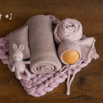 Dusty Pink Newborn Photography Props Set, Newborn Merino Wool Blanket, Newborn Knitted Wrap and Bonnet Set, Newborn Posing Pillow Props