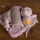 Dusty Pink Newborn Photography Props Set, Newborn Merino Wool Blanket, Newborn Knitted Wrap and Bonnet Set, Newborn Posing Pillow Props
