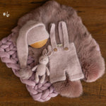 Dusty Pink Newborn Photography Props Set, Newborn Merino Wool Blanket, Newborn Knitted Wrap and Bonnet Set, Newborn Posing Pillow Props