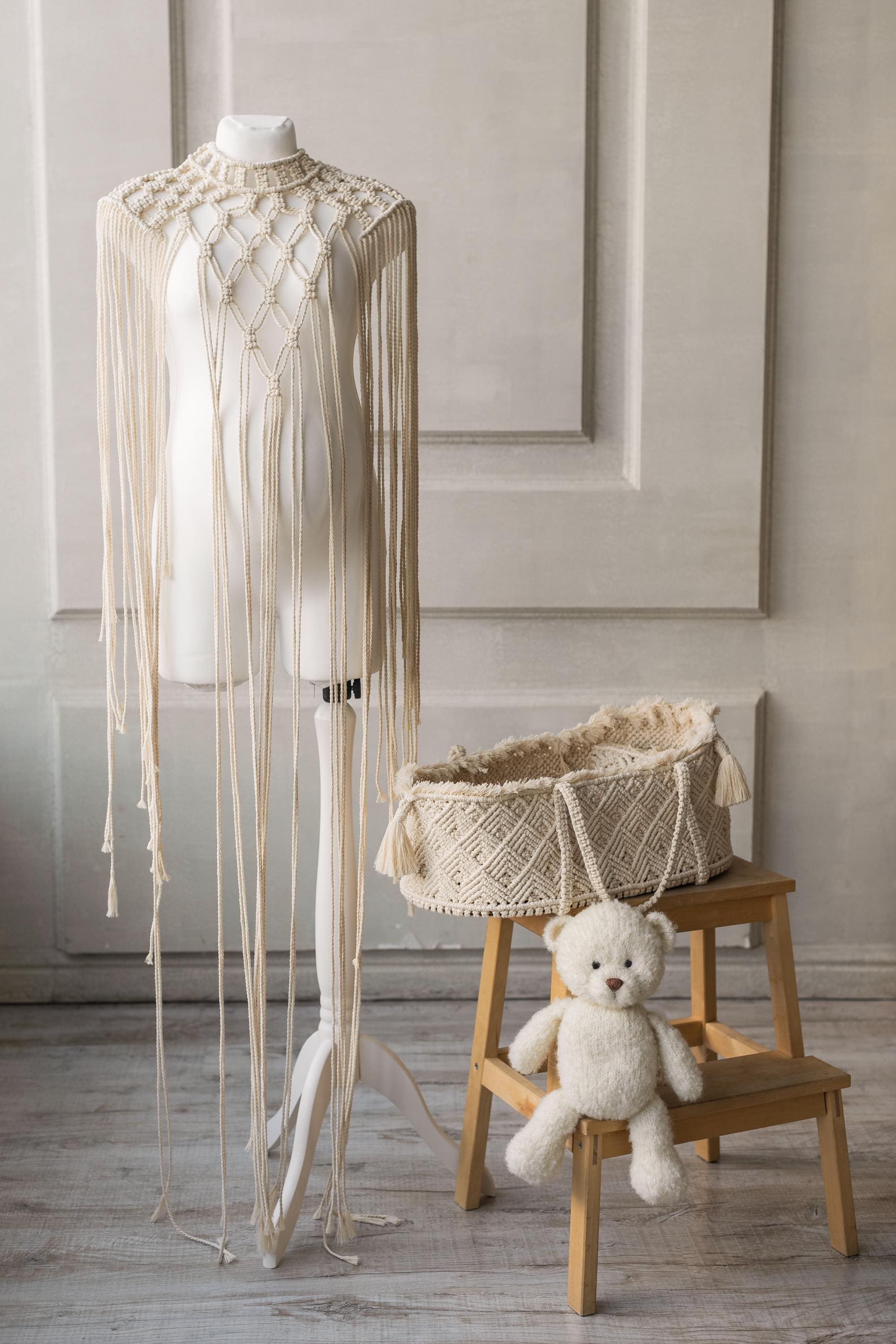 Festival Macrame Dress in Boho Style, Boho Macrame Festival Outfit Dress for Maternity Photoshoots, Maternity Dress in Macrame Style Boho