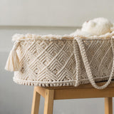 Handmade macrame Moses basket – newborn photography prop and nursery décor