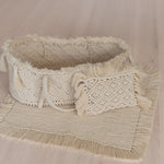 Handmade macrame Moses basket – newborn photography prop and nursery décor