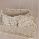 Handmade macrame Moses basket – newborn photography prop and nursery décor