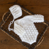 Newborn Knit Romper with Bonnet, Newborn Knitted Romper, Newborn Knitted Outfit Girl, Newborn Photography props, Newborn Coming Home Outfit