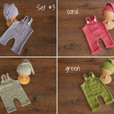Soft Angora baby overall with matching sleep hat – newborn and sitter photography outfit
