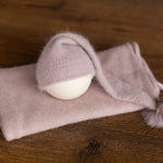 Dusty Pink Newborn Photography Props Set, Newborn Merino Wool Blanket, Newborn Knitted Wrap and Bonnet Set, Newborn Posing Pillow Props