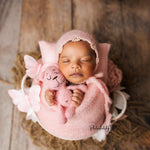 Mohair baby bonnet with matching wrap – newborn photography props