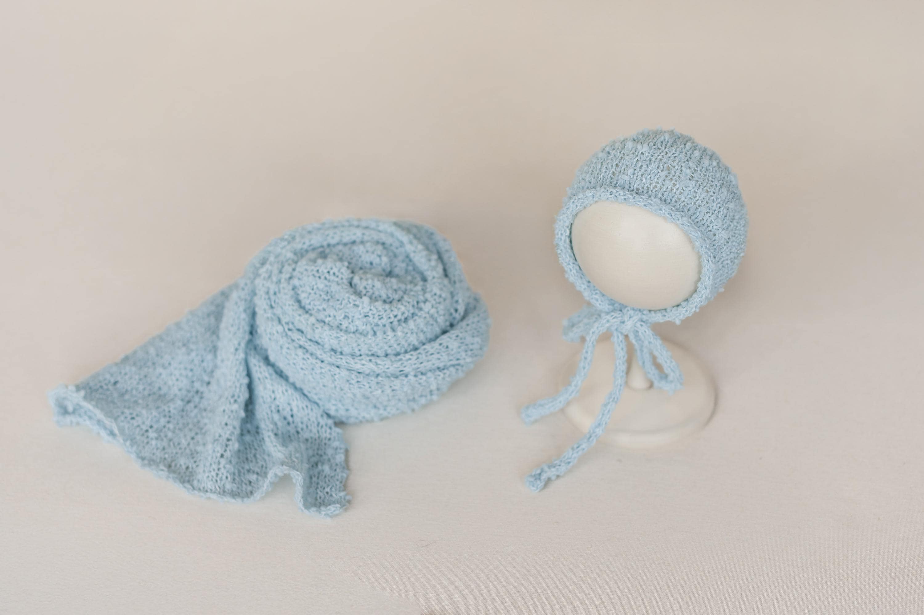 Newborn Bonnet and Wrap, Newborn Wraps for Photography Props, Newborn Boucle Blanket, Newborn Photo Outfit, Newborn Props for Photography