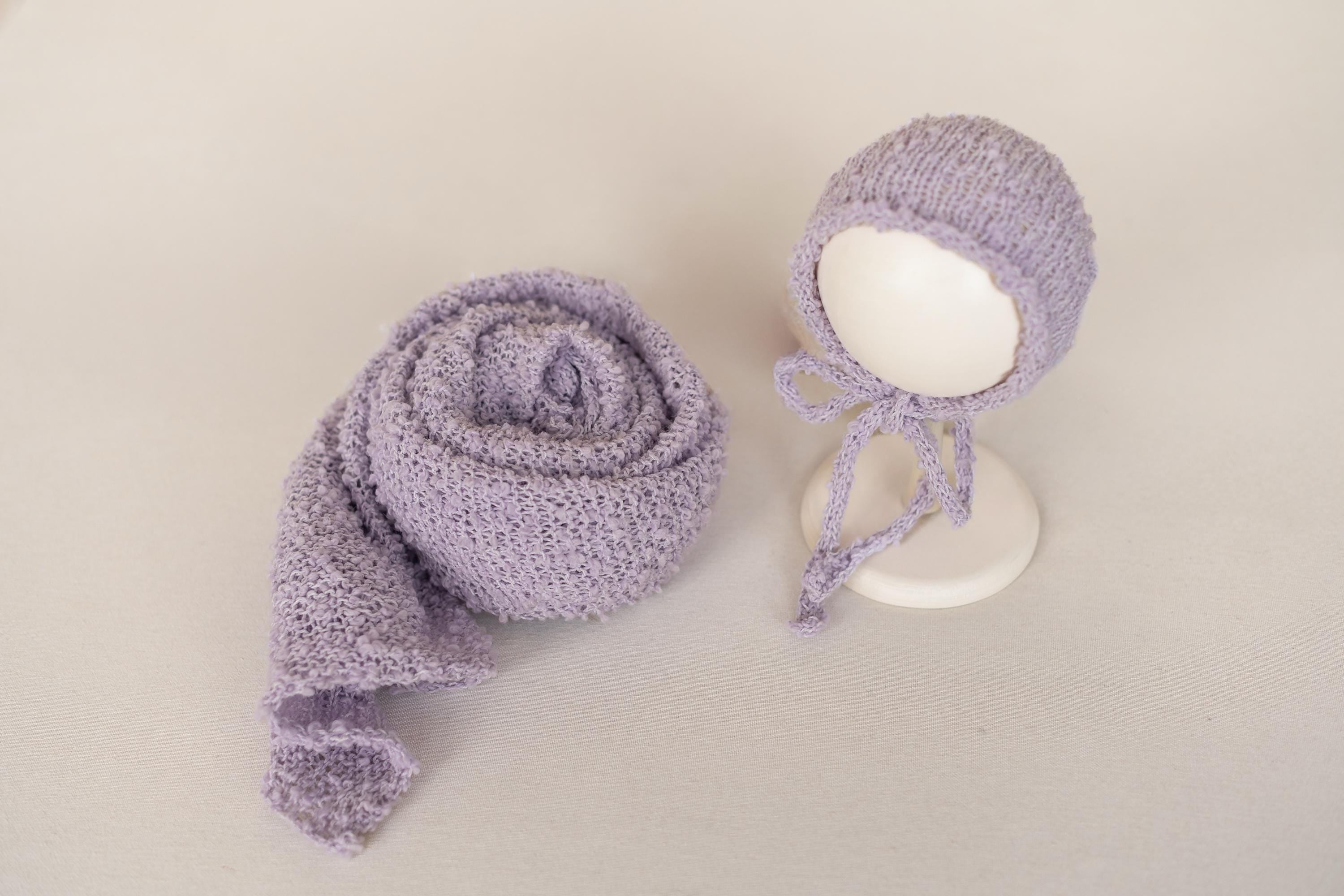 Newborn Bonnet and Wrap, Newborn Wraps for Photography Props, Newborn Boucle Blanket, Newborn Photo Outfit, Newborn Props for Photography