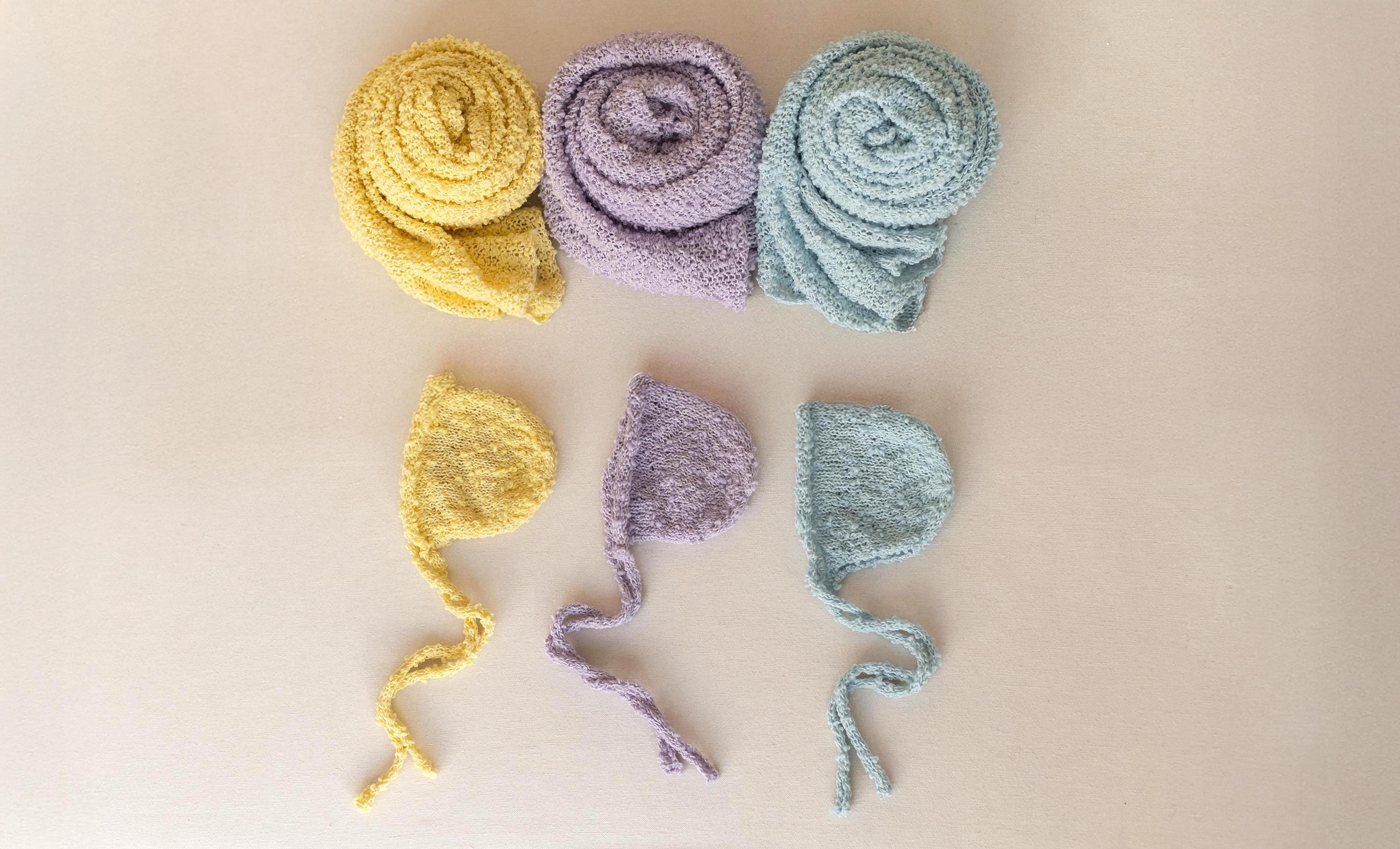 Newborn Bonnet and Wrap, Newborn Wraps for Photography Props, Newborn Boucle Blanket, Newborn Photo Outfit, Newborn Props for Photography