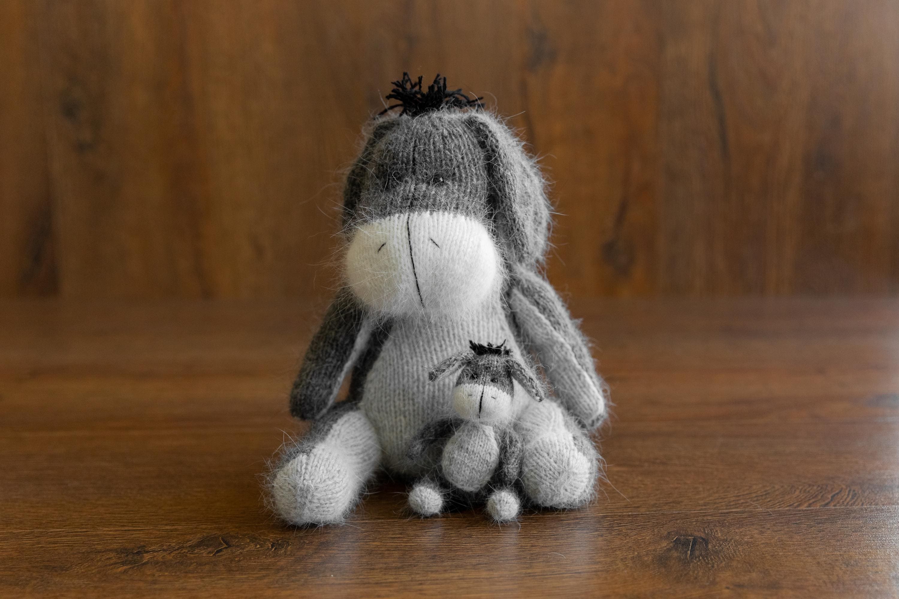 Baby Crochet Teddy Bear Birthday Gift Cartoon Characters, Newborn Photography props, Newborn Knitted Teddy Bear Toy, Baby Donkey Cartoon Toy