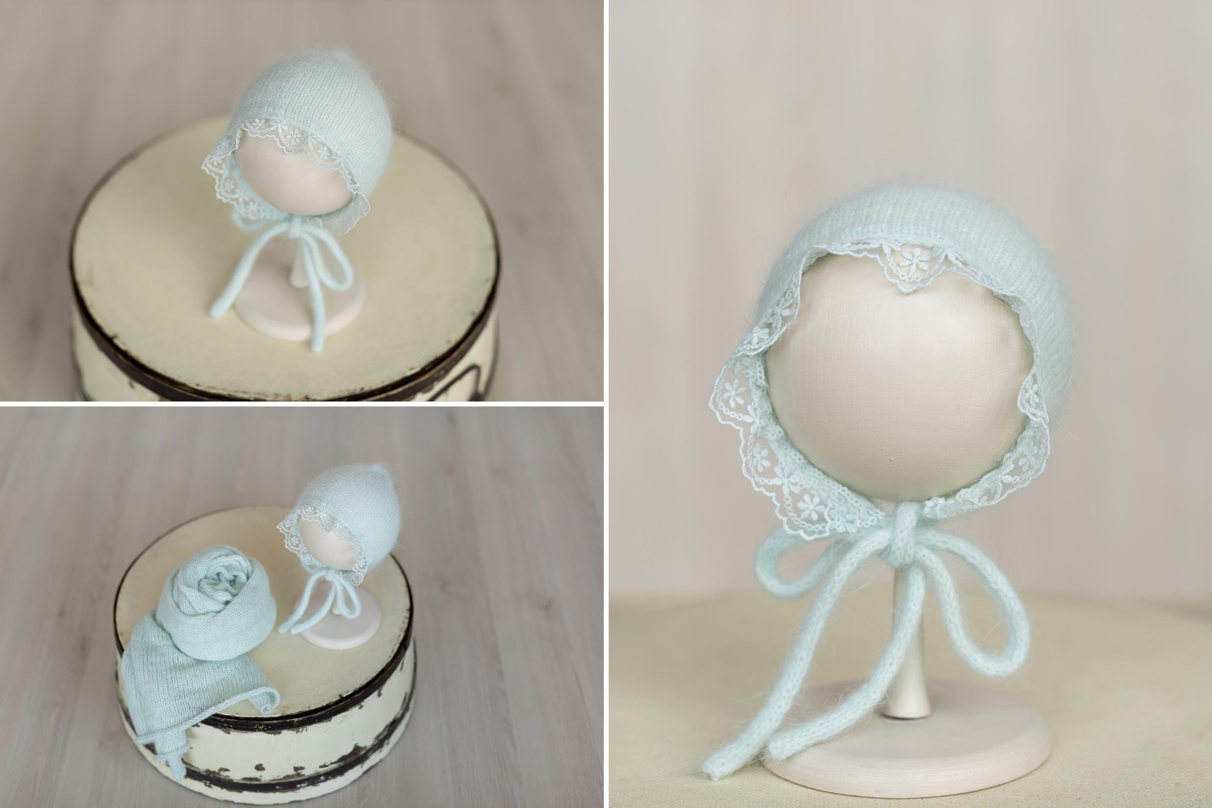 Newborn Knit Bonnet and Wrap for Newborn Photography Prop, Baby Crochet Bonnet, Newborn Girl Coming Home Outfit Newborn, New Baby Gift Girl