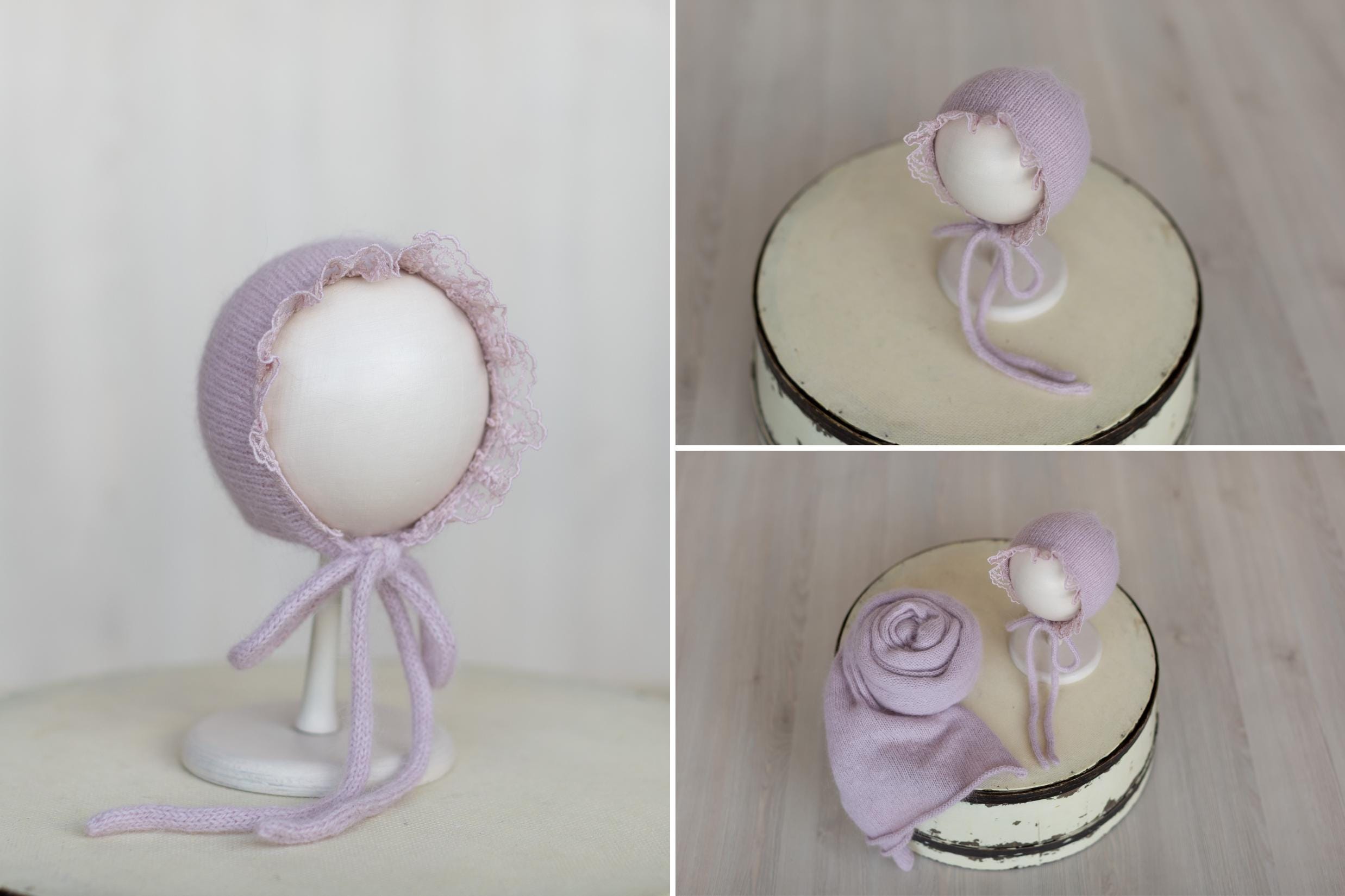 Newborn Knit Bonnet and Wrap for Newborn Photography Prop, Baby Crochet Bonnet, Newborn Girl Coming Home Outfit Newborn, New Baby Gift Girl