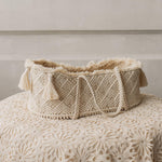 Handmade macrame Moses basket – newborn photography prop and nursery décor