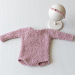 Boucle Newborn Crochet Romper and Girl Headband, Newborn Knit Outfit Girl, Newborn Girl Coming Home Outfit Crochet, Newborn Photography prop