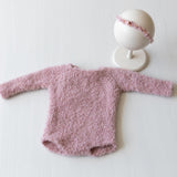 Boucle Newborn Crochet Romper and Girl Headband, Newborn Knit Outfit Girl, Newborn Girl Coming Home Outfit Crochet, Newborn Photography prop