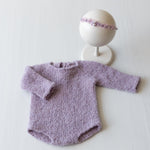 Boucle Newborn Crochet Romper and Girl Headband, Newborn Knit Outfit Girl, Newborn Girl Coming Home Outfit Crochet, Newborn Photography prop