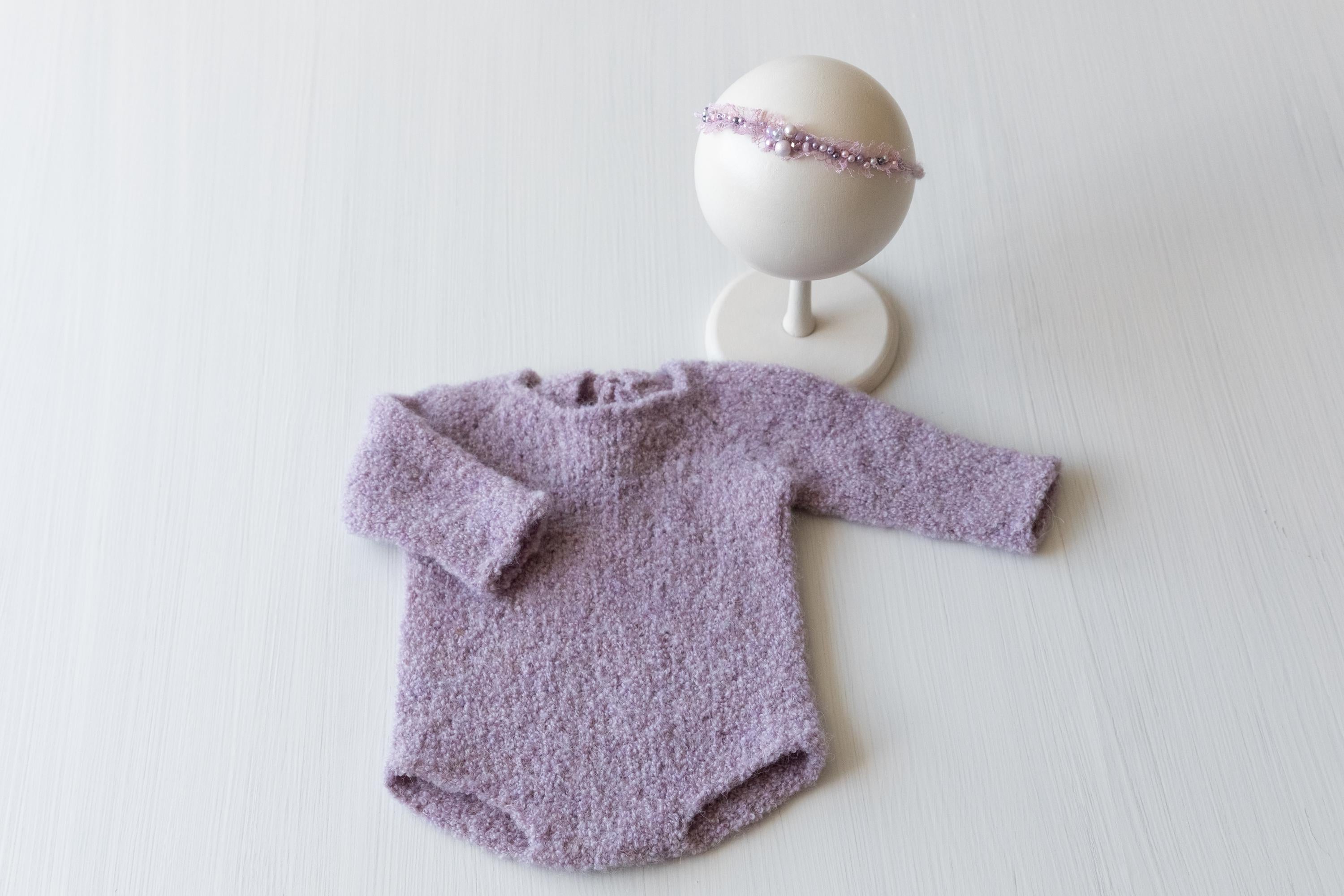 Boucle Newborn Crochet Romper and Girl Headband, Newborn Knit Outfit Girl, Newborn Girl Coming Home Outfit Crochet, Newborn Photography prop