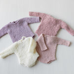 Boucle Newborn Crochet Romper and Girl Headband, Newborn Knit Outfit Girl, Newborn Girl Coming Home Outfit Crochet, Newborn Photography prop