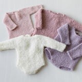 Boucle Newborn Crochet Romper and Girl Headband, Newborn Knit Outfit Girl, Newborn Girl Coming Home Outfit Crochet, Newborn Photography prop