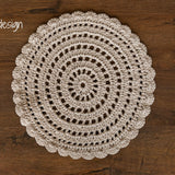 Handmade round macrame layer — soft cotton, boho-chic newborn photography prop for baskets, blankets, or layered backdrops.