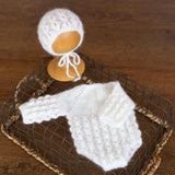 Newborn Knit Romper with Bonnet, Newborn Knitted Romper, Newborn Knitted Outfit Girl, Newborn Photography props, Newborn Coming Home Outfit