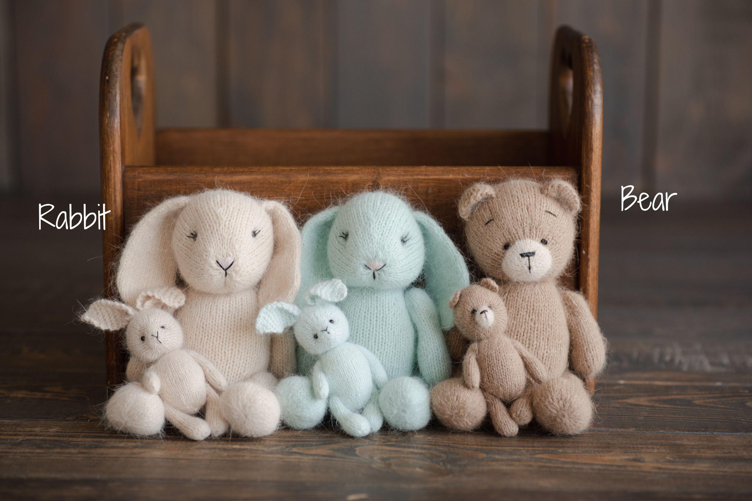 Newborn Knitted Bear Photography Props, Newborn Knit Rabbit Toy, Baby Bear Crochet Toy,Newborn Photography Prop, Knit Newborn Teddy Bear Toy