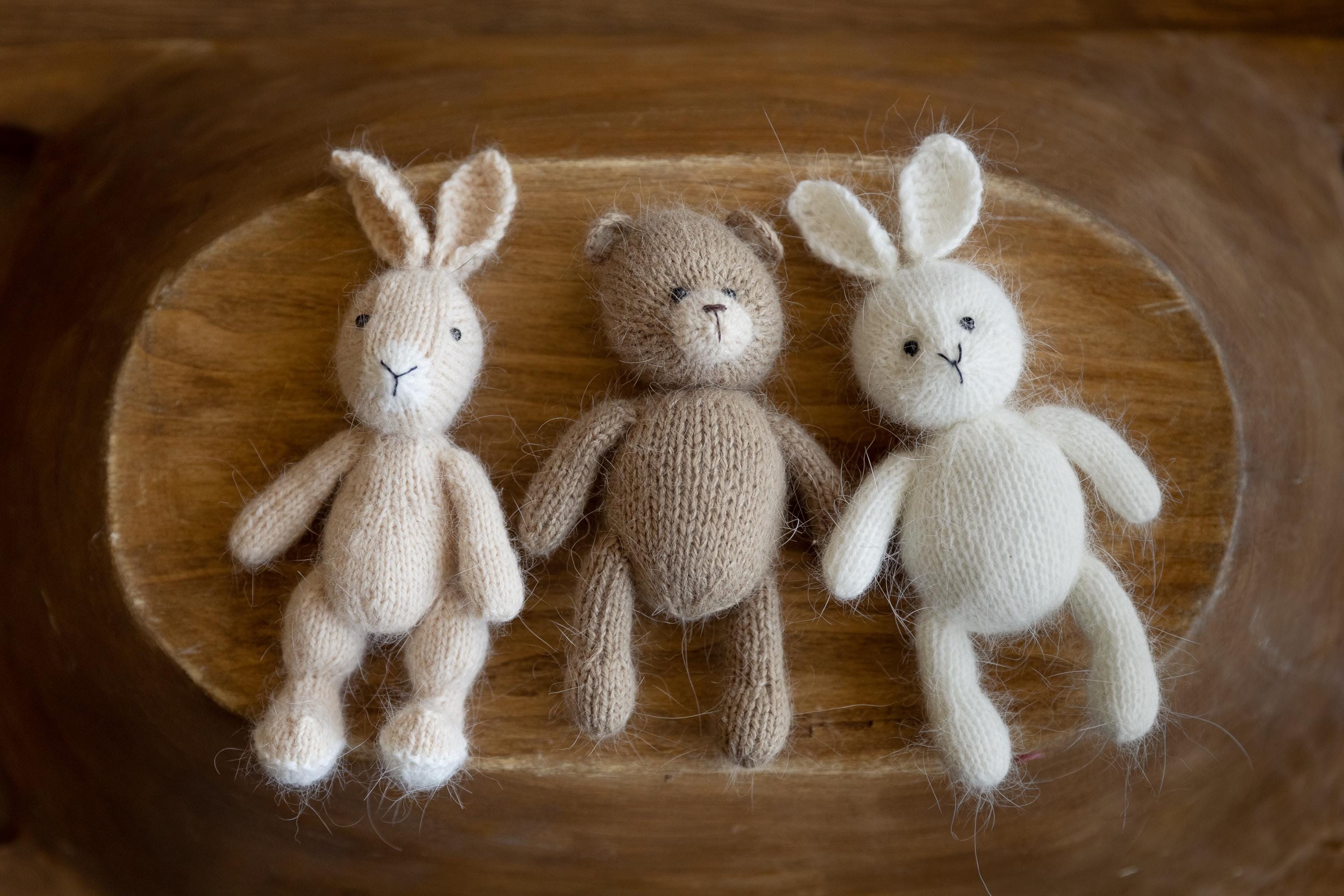 Newborn Knitted Bear Photography Props, Newborn Knit Rabbit Toy, Baby Bear Crochet Toy,Newborn Photography Prop, Knit Newborn Teddy Bear Toy